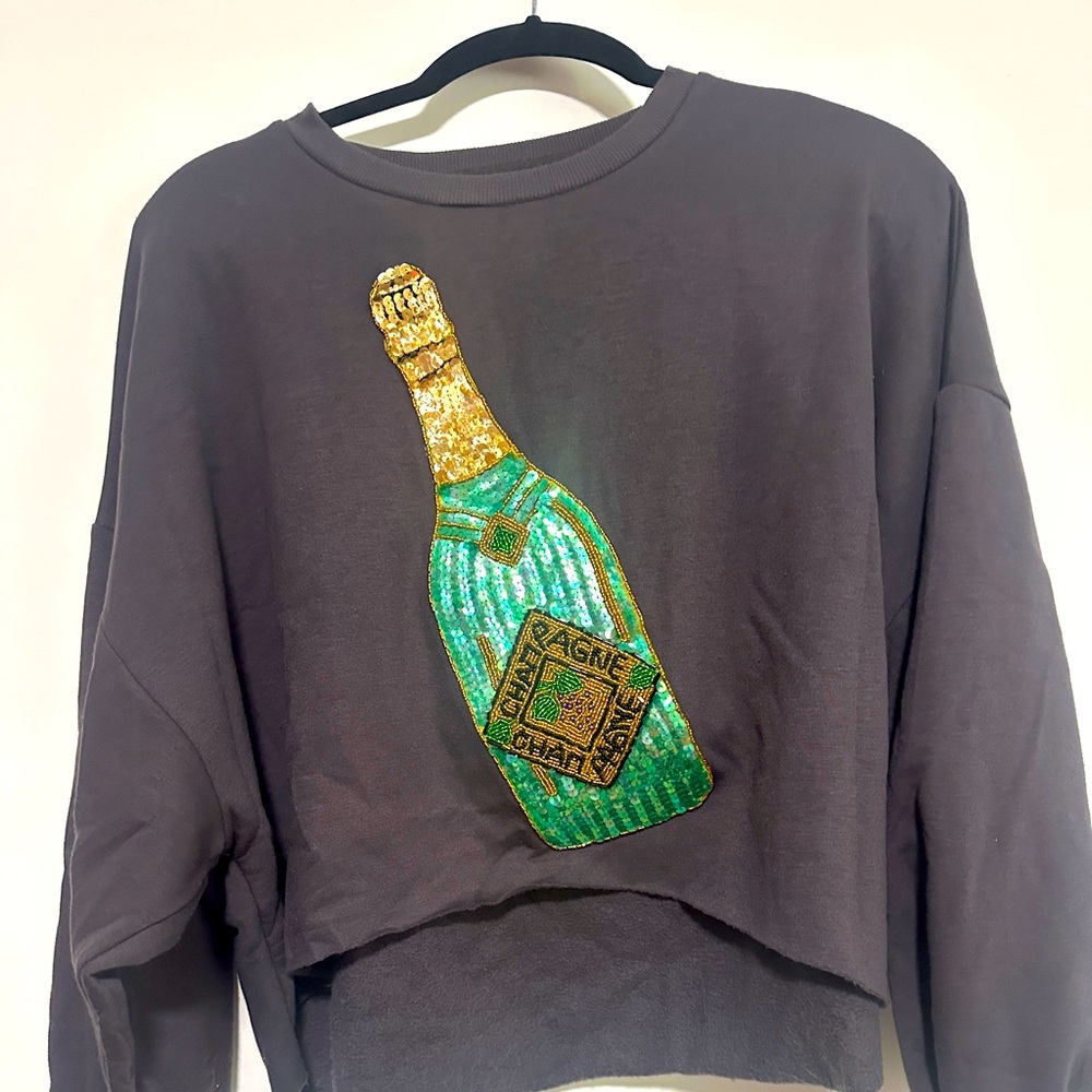 Sparkle Champagne Cropped Sweatshirt